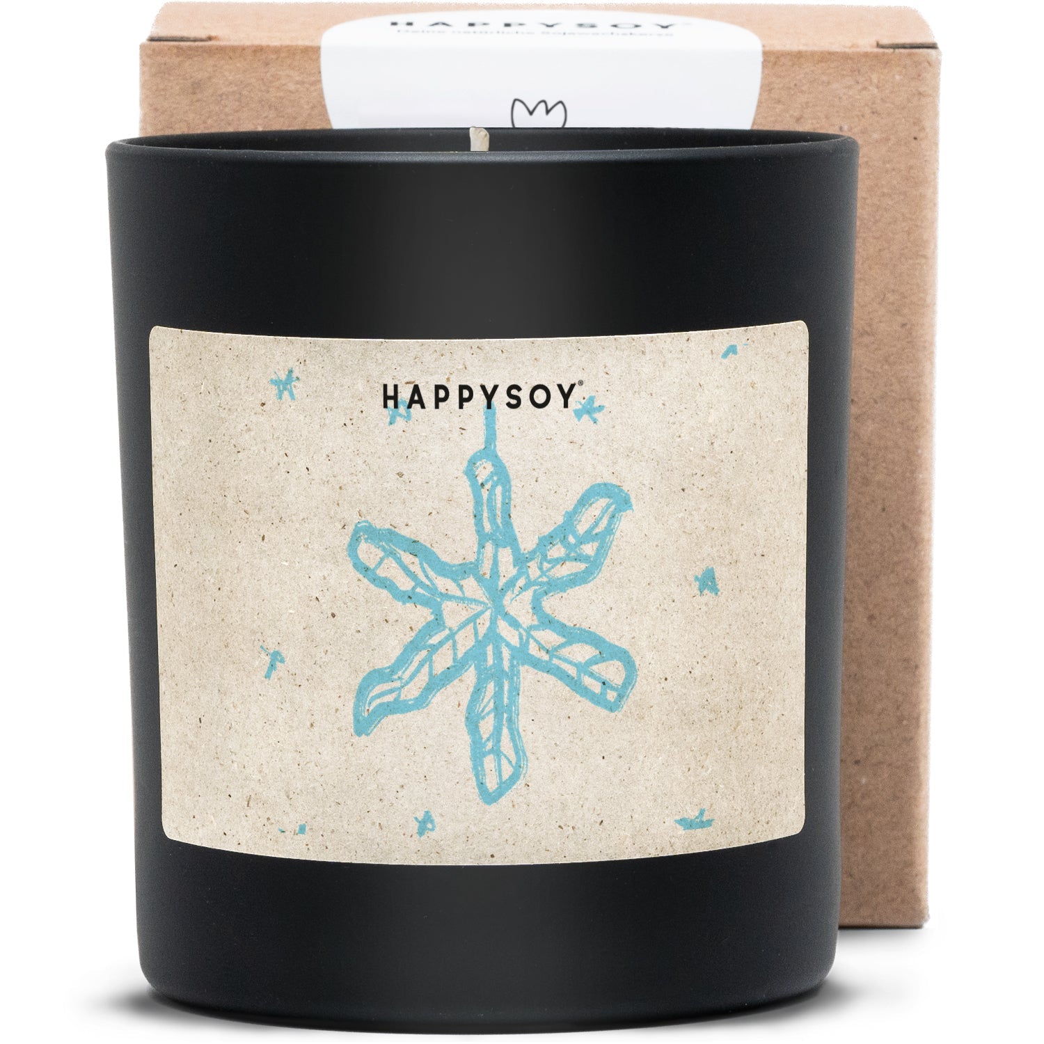 Duftkerze schwarz - Art Collection by Steffi Bauer "Blauer Stern" - Happysoy®
