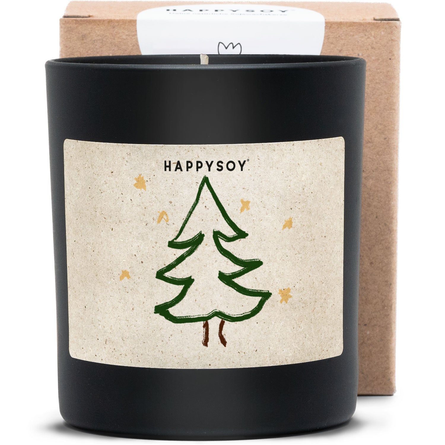 Duftkerze schwarz - Art Collection by Steffi Bauer "Christbaum" - Happysoy®