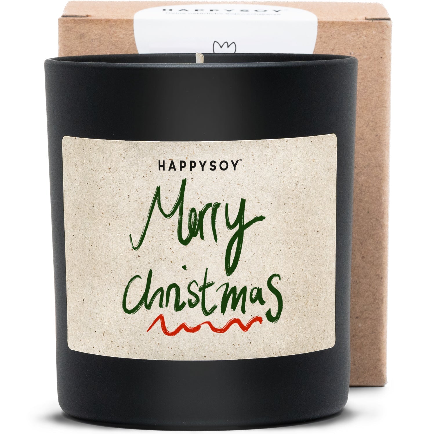 Duftkerze schwarz - Art Collection by Steffi Bauer "Merry Christmas" - Happysoy®