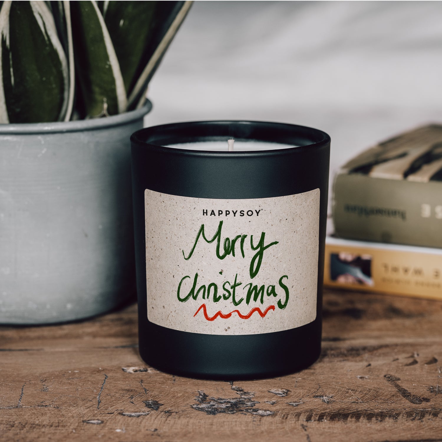 Duftkerze schwarz - Art Collection by Steffi Bauer "Merry Christmas" - Happysoy®