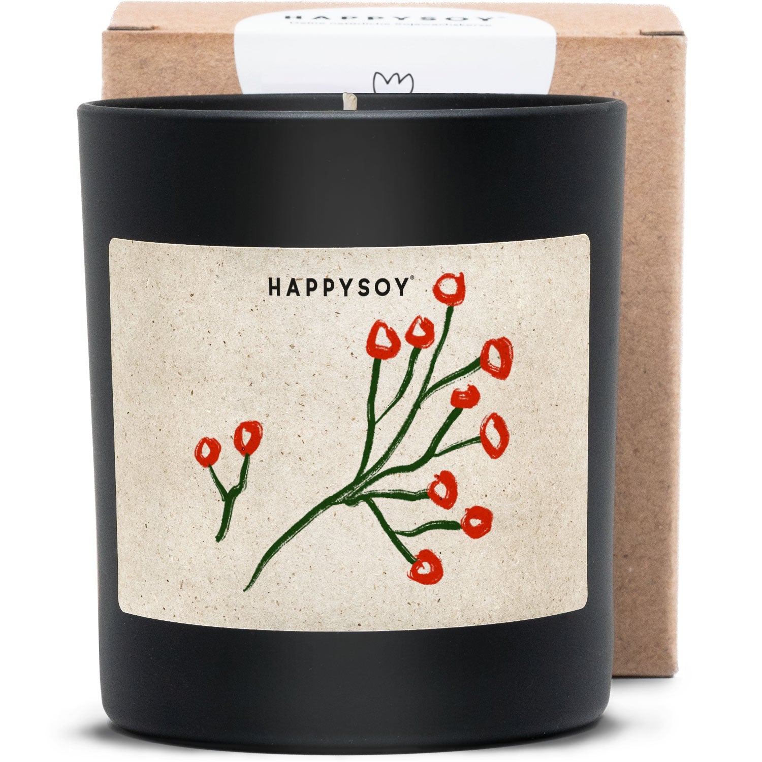 Duftkerze schwarz - Art Collection by Steffi Bauer "Rote Beeren" - Happysoy®