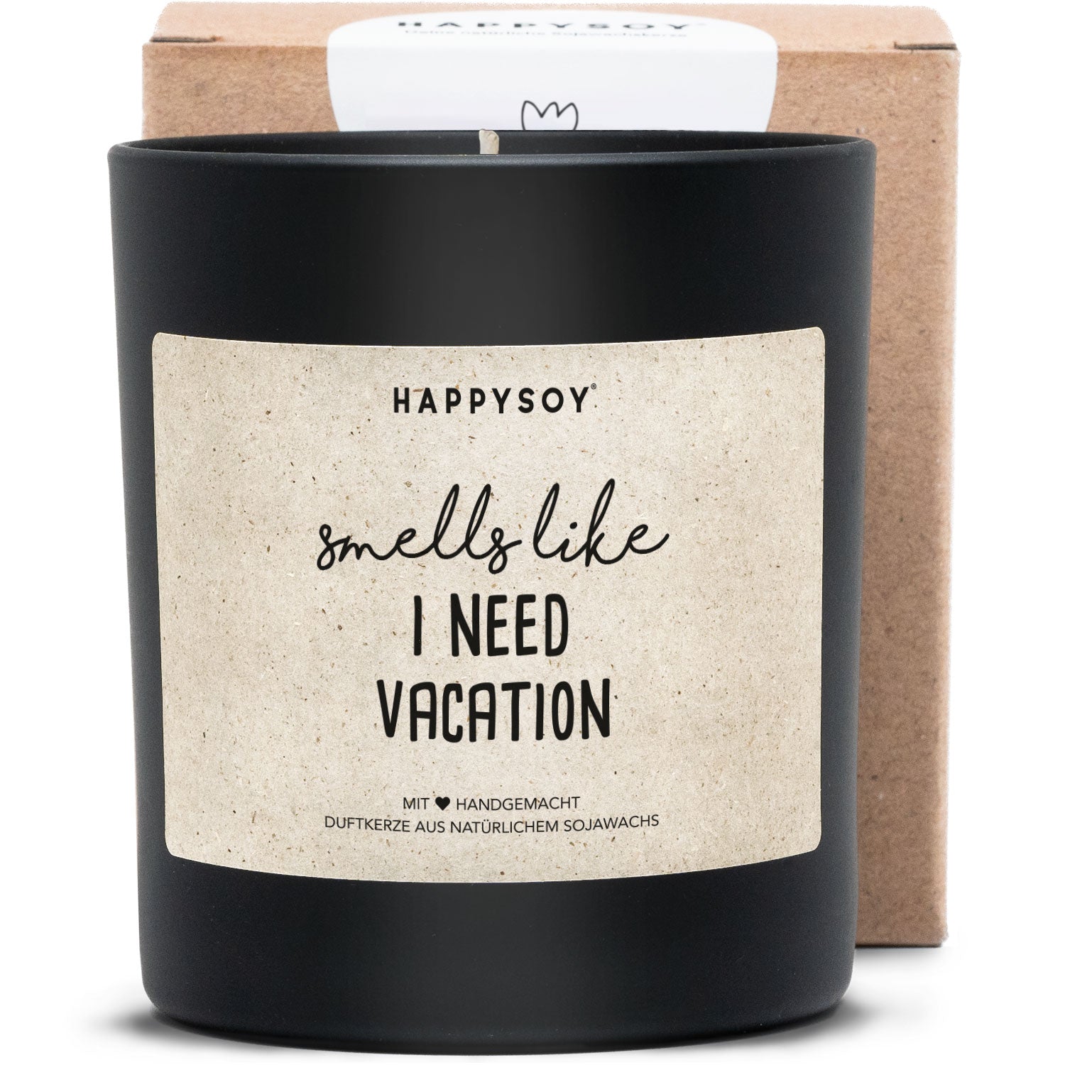 Duftkerze schwarz - Smells like I need a vacation - Happysoy®