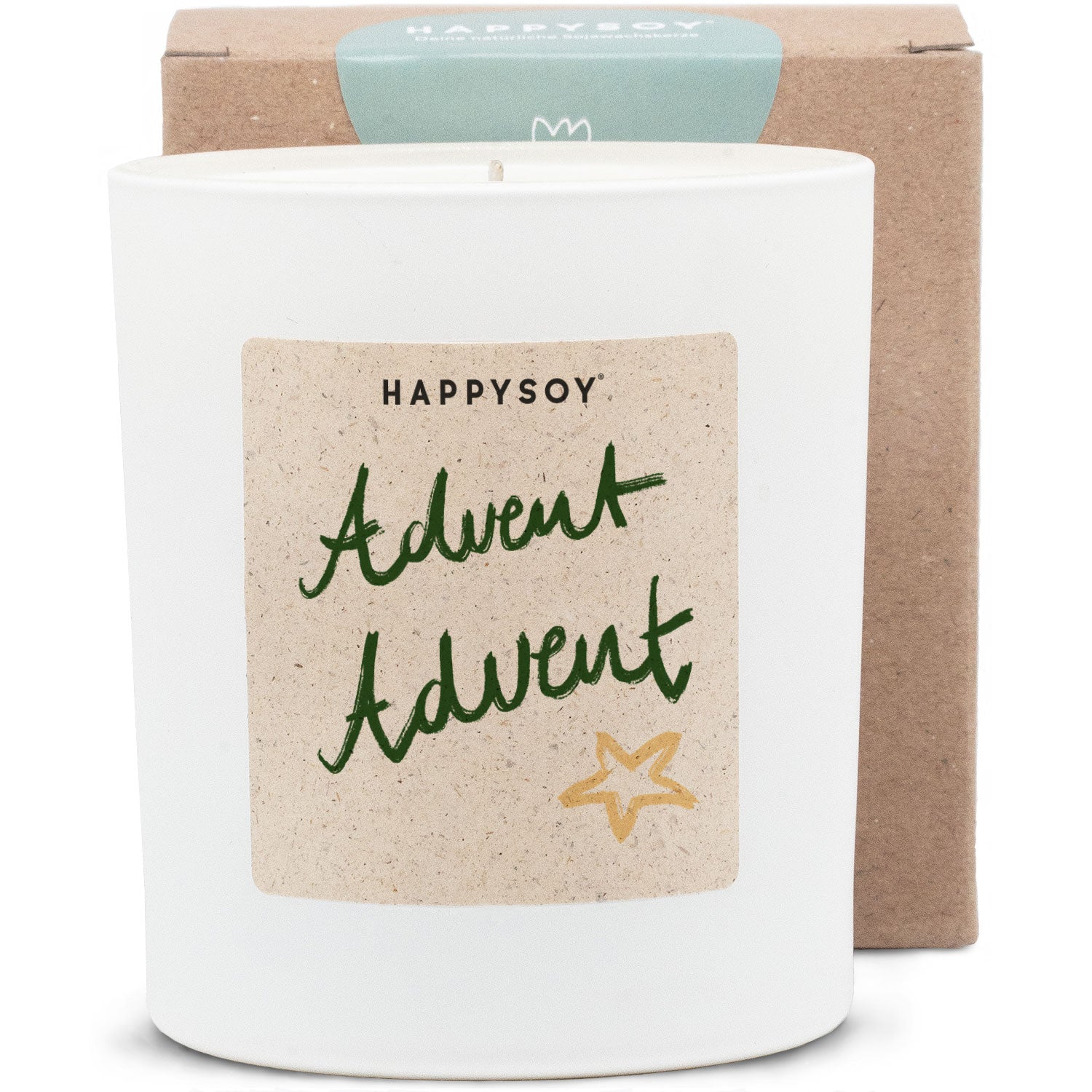 Duftkerze weiß - Art Collection by Steffi Bauer "Advent Advent" - Happysoy®