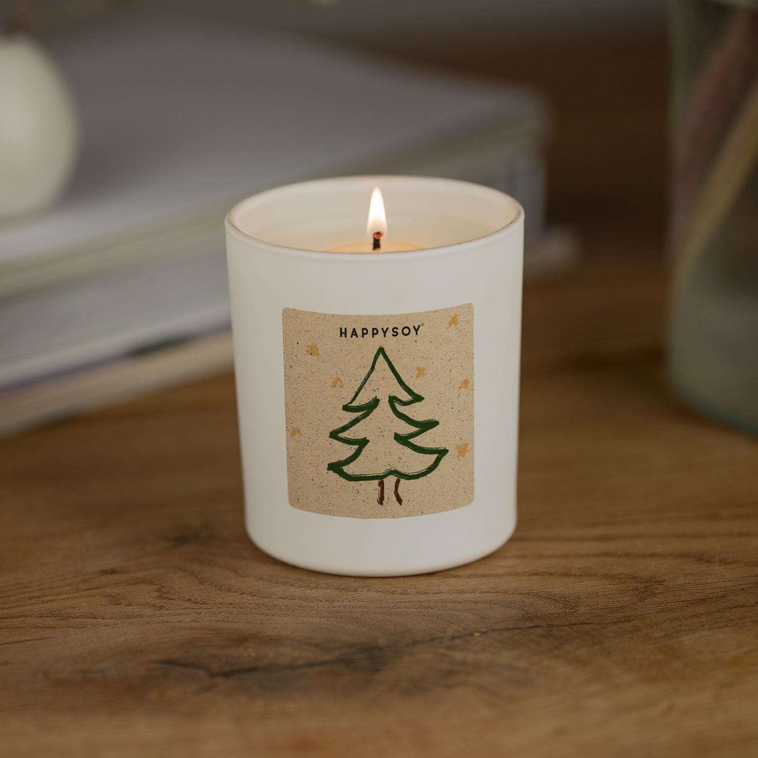 Duftkerze weiß - Art Collection by Steffi Bauer "Christbaum" - Happysoy®