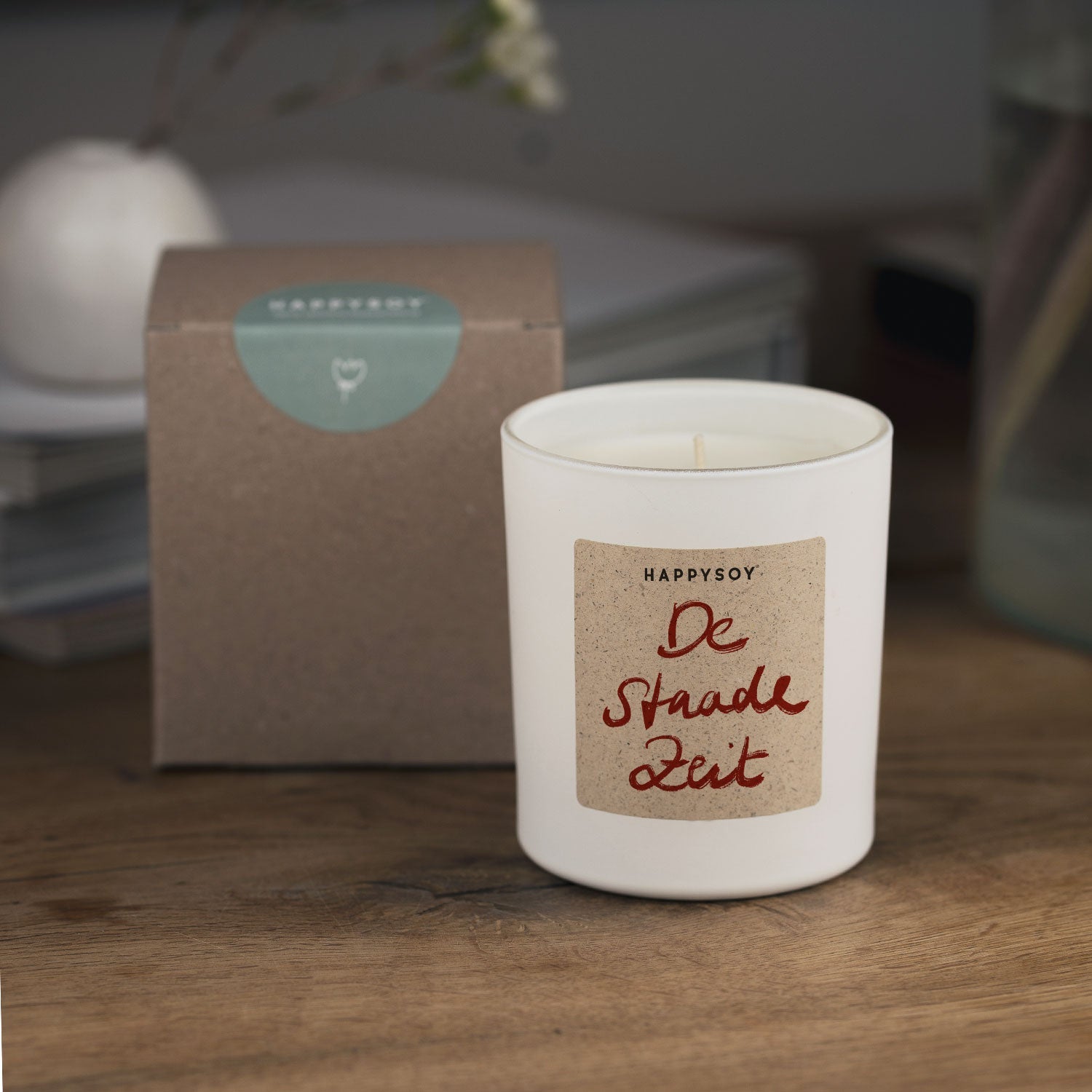 Duftkerze weiß - Art Collection by Steffi Bauer "De staade Zeit" - Happysoy®