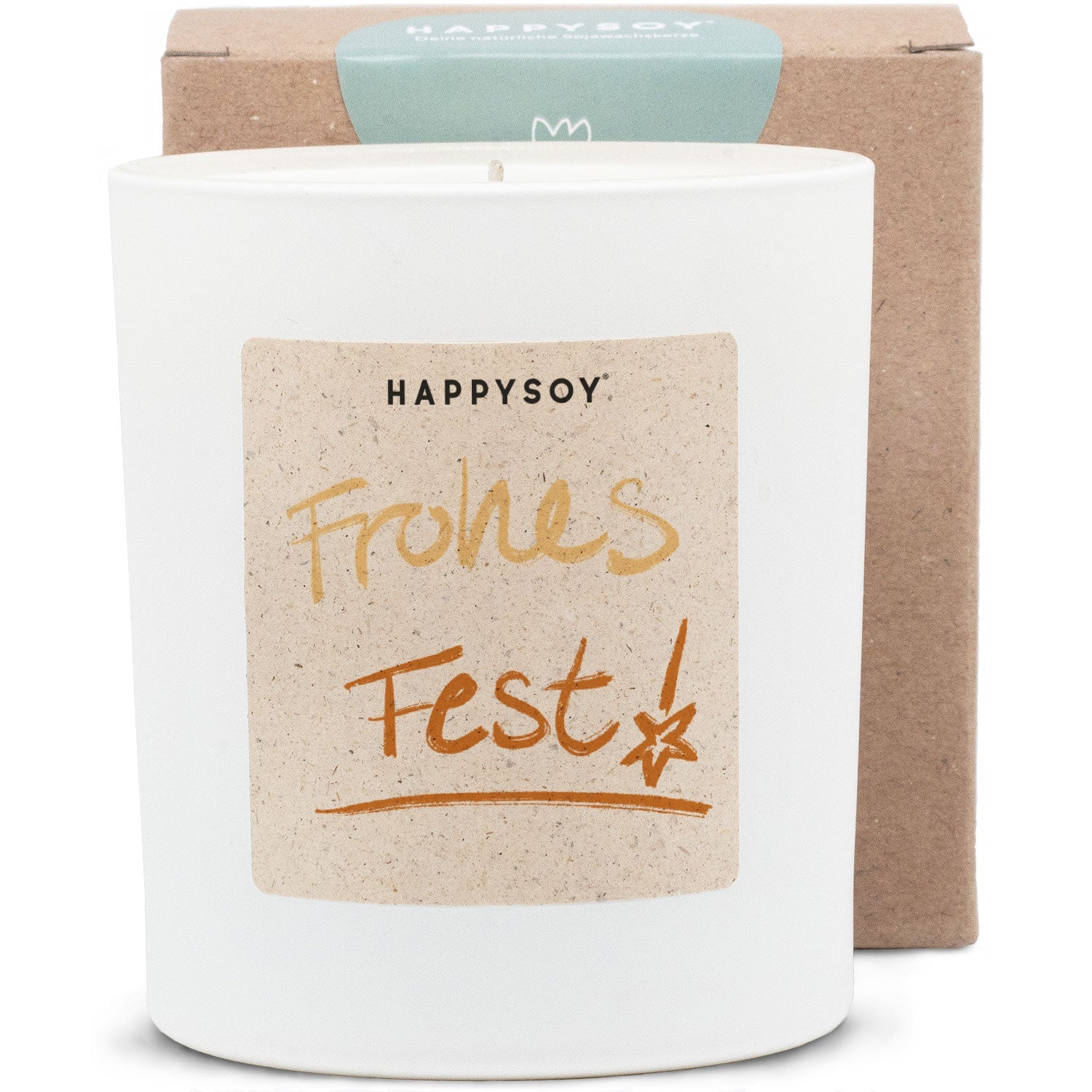 Duftkerze weiß - Art Collection by Steffi Bauer "Frohes Fest" - Happysoy®