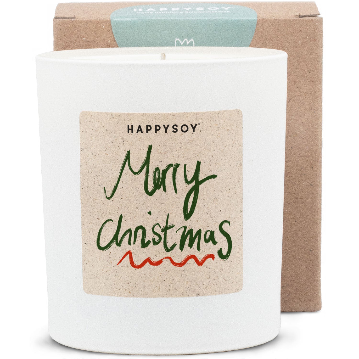 Duftkerze weiß - Art Collection by Steffi Bauer "Merry Christmas" - Happysoy®