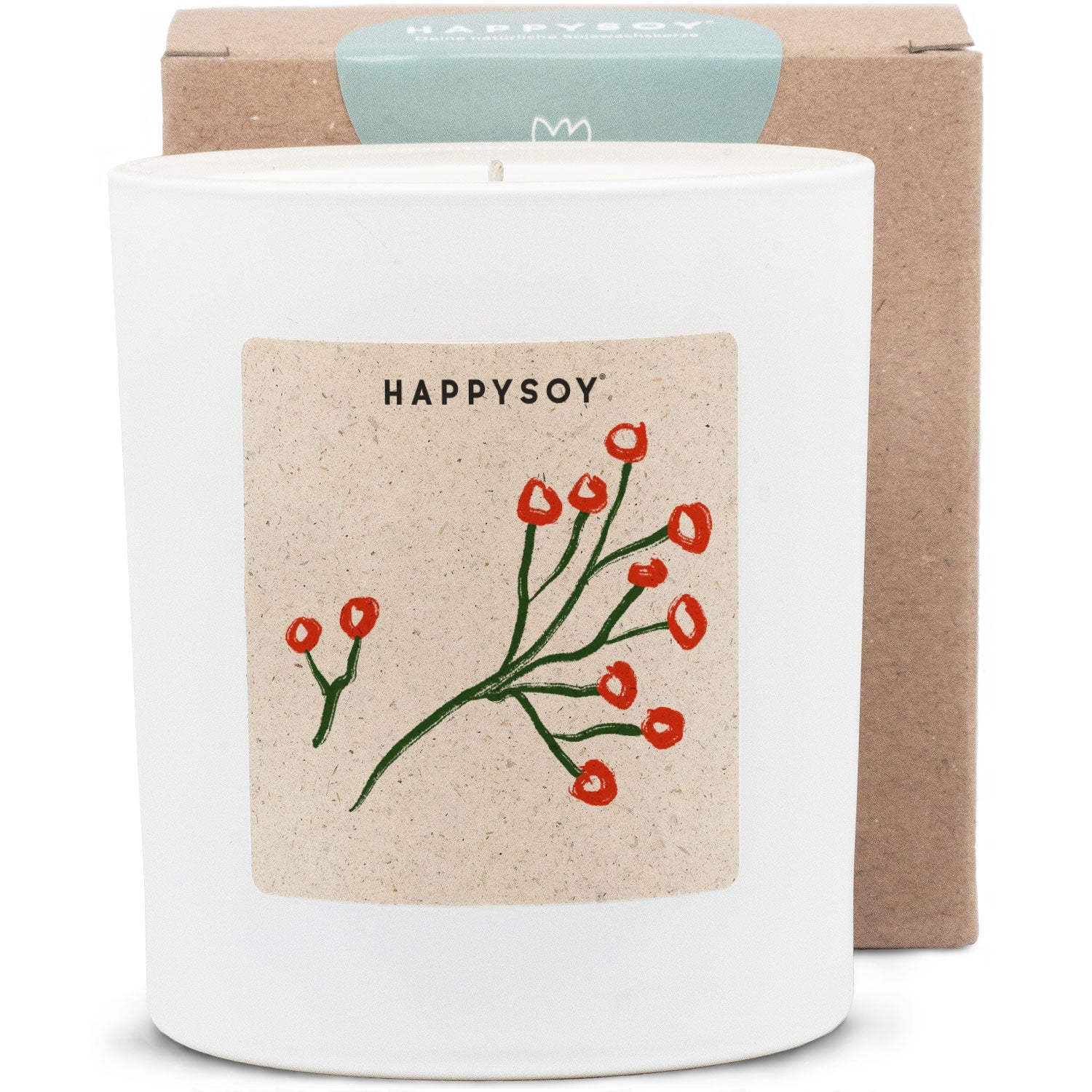 Duftkerze weiß - Art Collection by Steffi Bauer "Rote Beeren" - Happysoy®