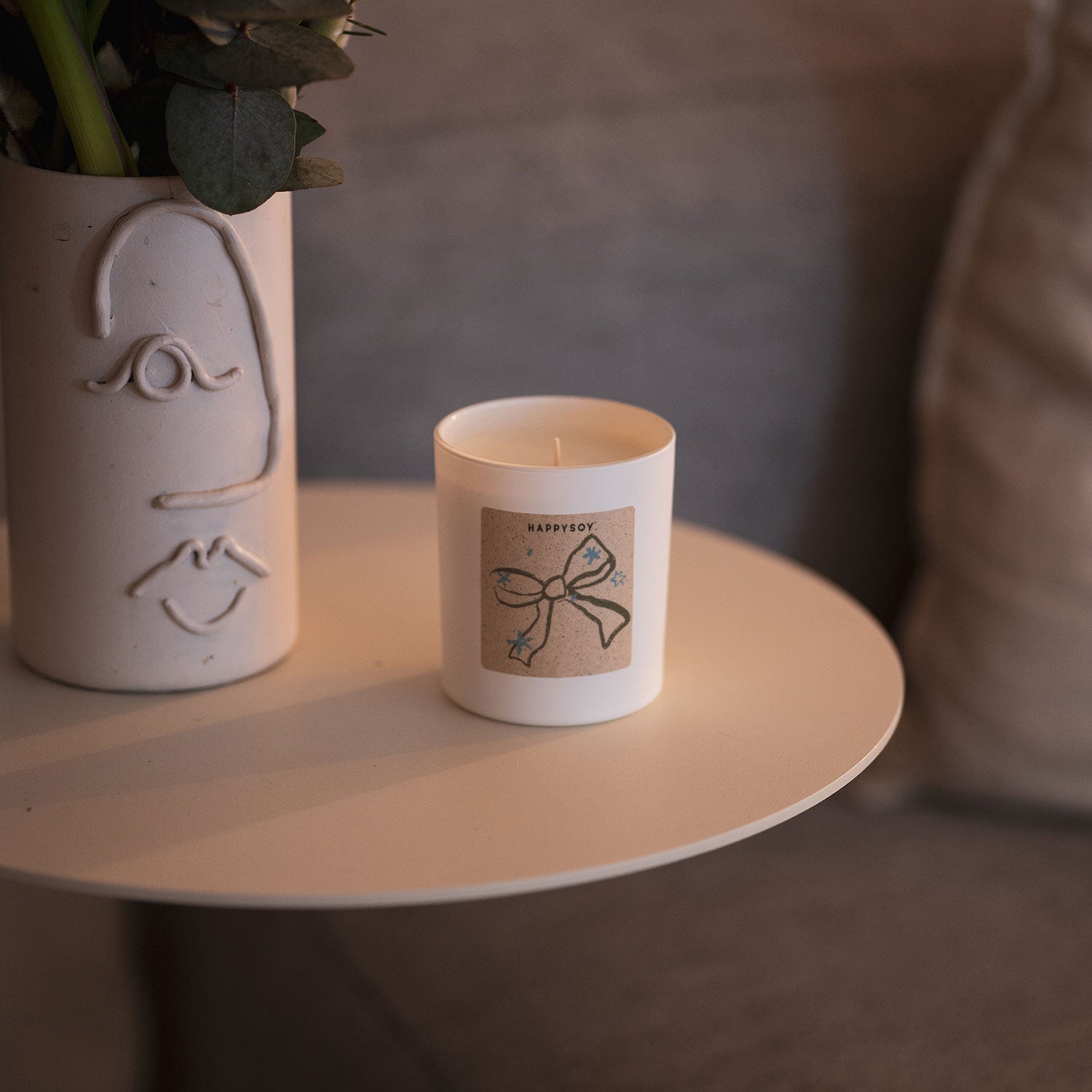 Duftkerze weiß - Art Collection by Steffi Bauer "Schleife" - Happysoy®