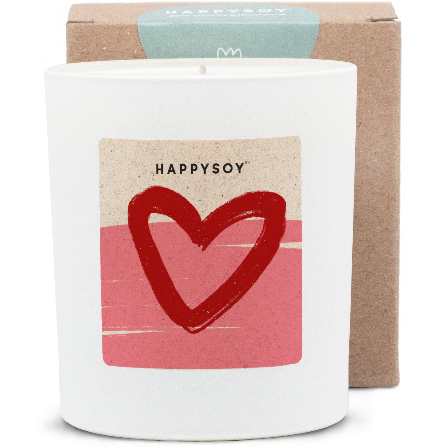 Duftkerze weiss - HAPPYSOY® by Steffi Bauer - Herz rosarot - Happysoy®