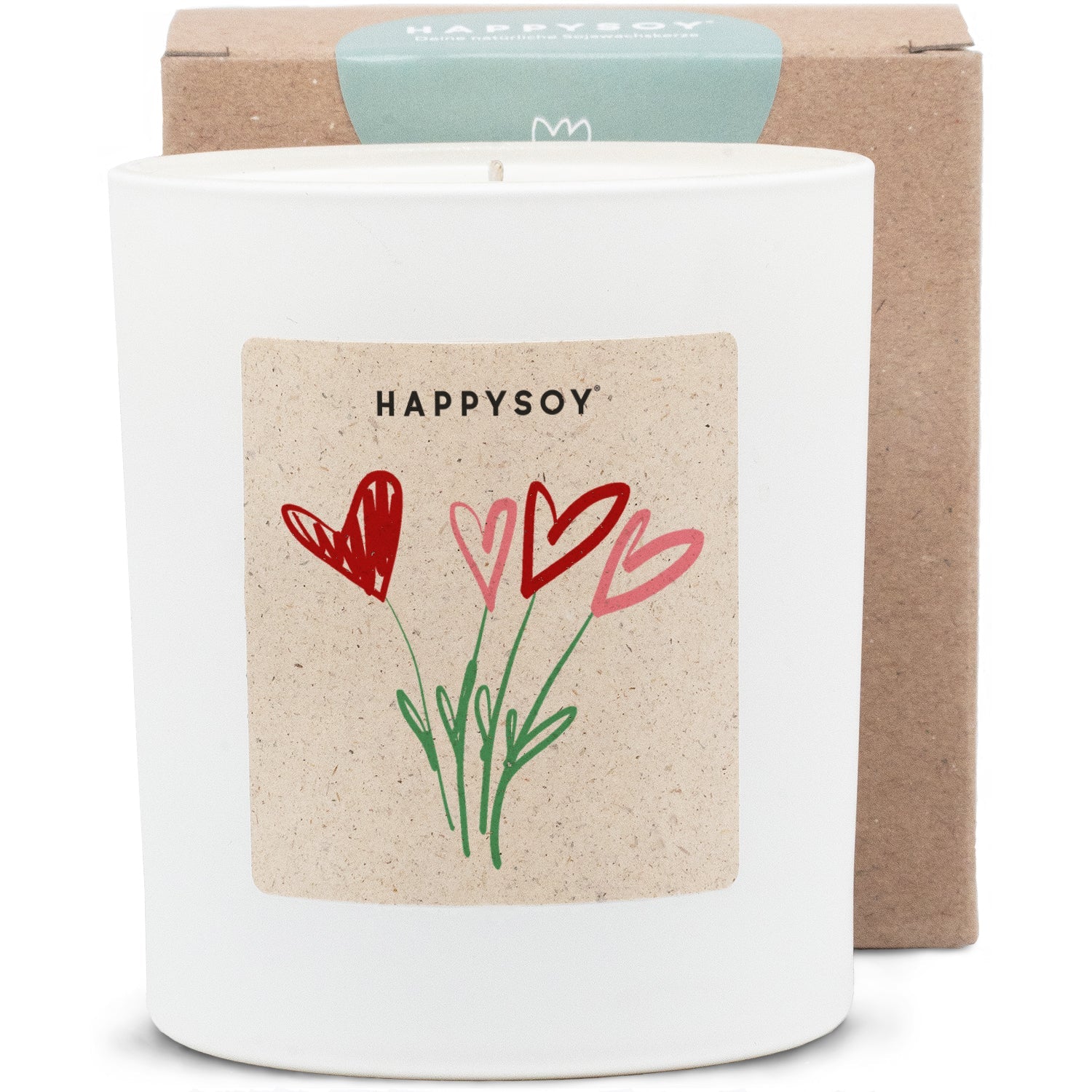 Duftkerze weiss - HAPPYSOY® by Steffi Bauer - Herzstrauss - Happysoy®