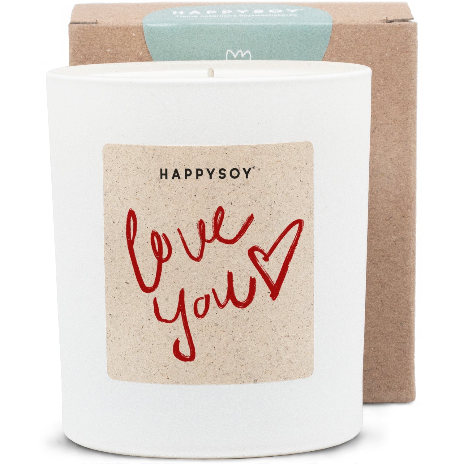 Duftkerze weiss - HAPPYSOY® by Steffi Bauer - Love You Herz - Happysoy®