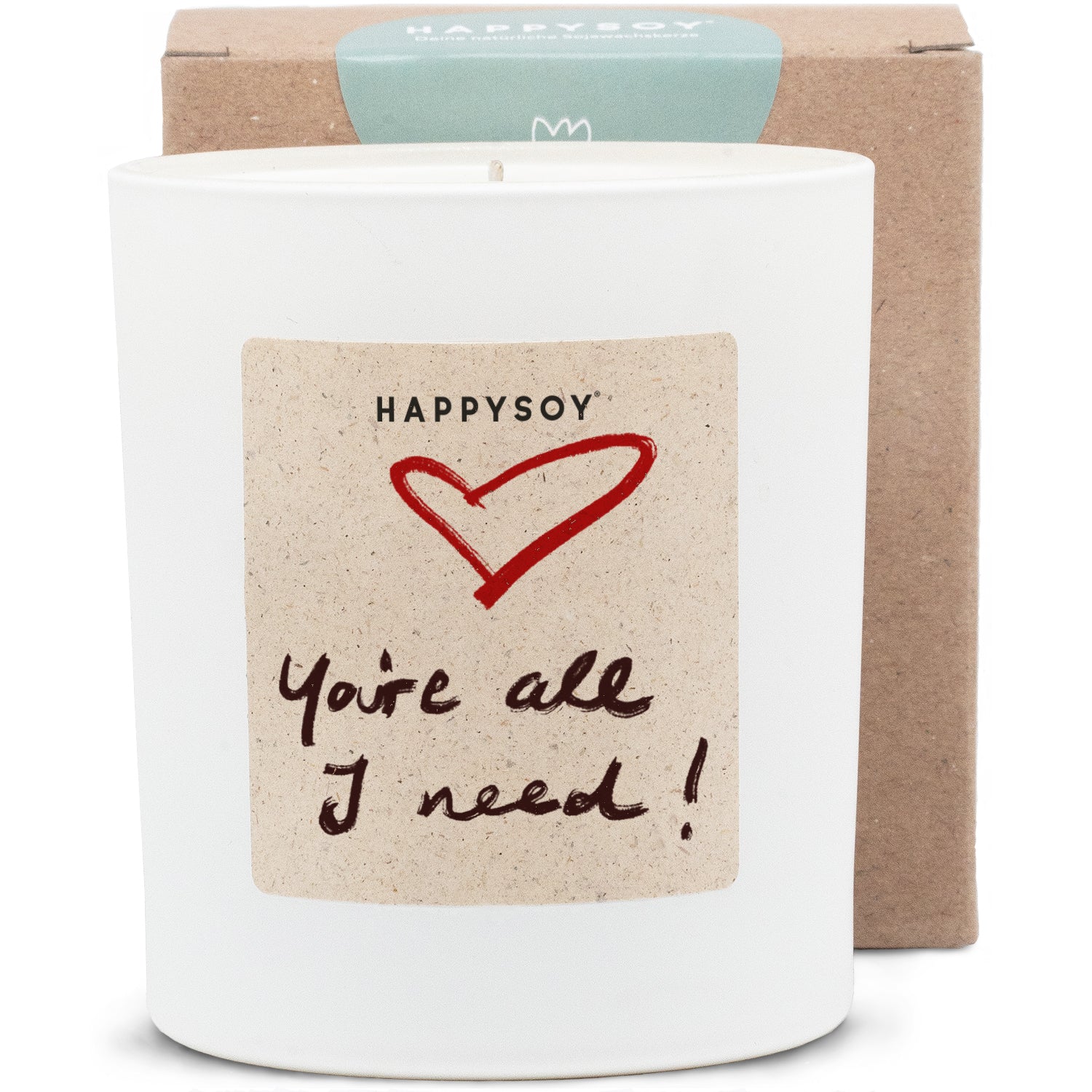 Duftkerze weiss - HAPPYSOY® by Steffi Bauer - You are all I need - Happysoy®