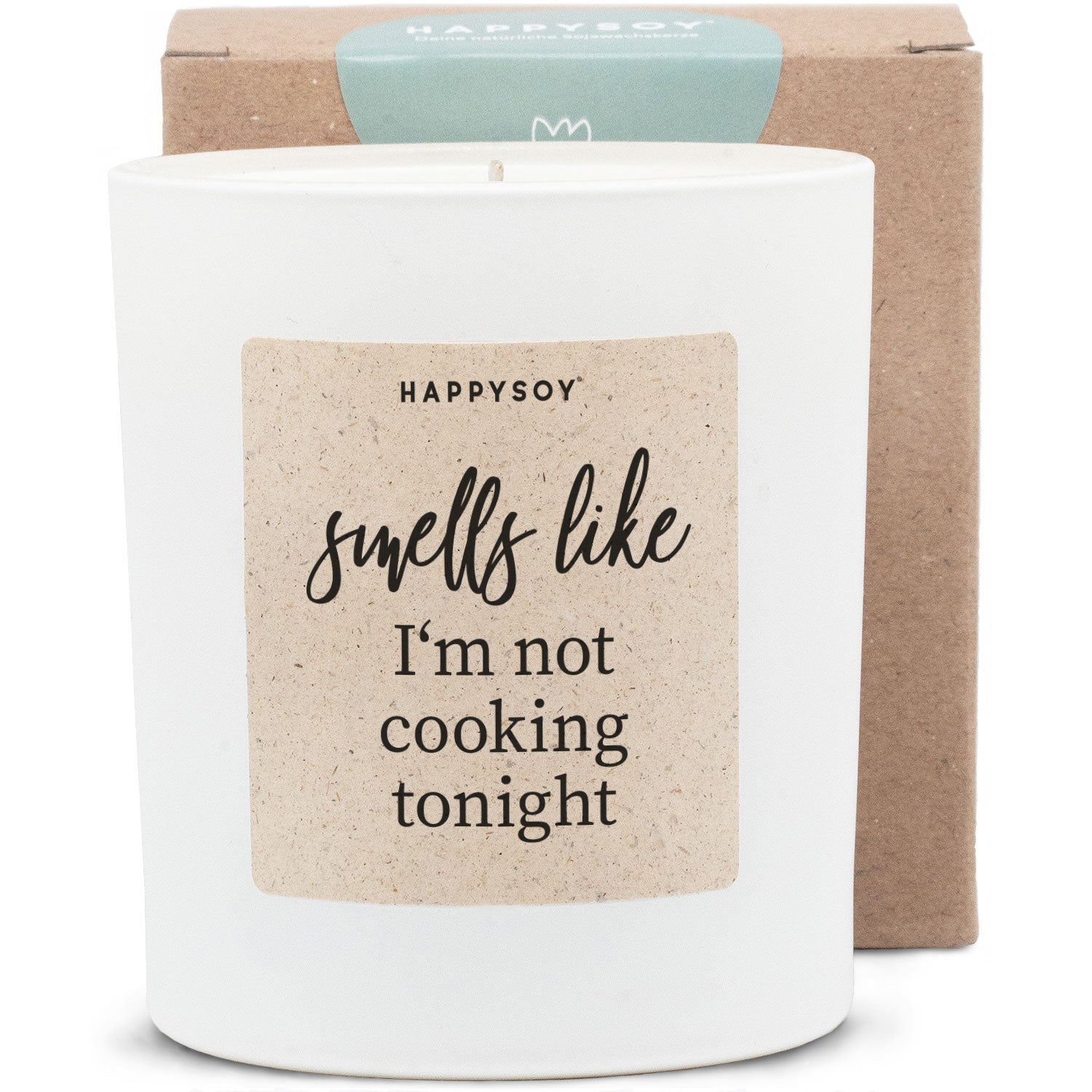 Duftkerze weiß - Smells like i´m not cooking tonight - Happysoy®