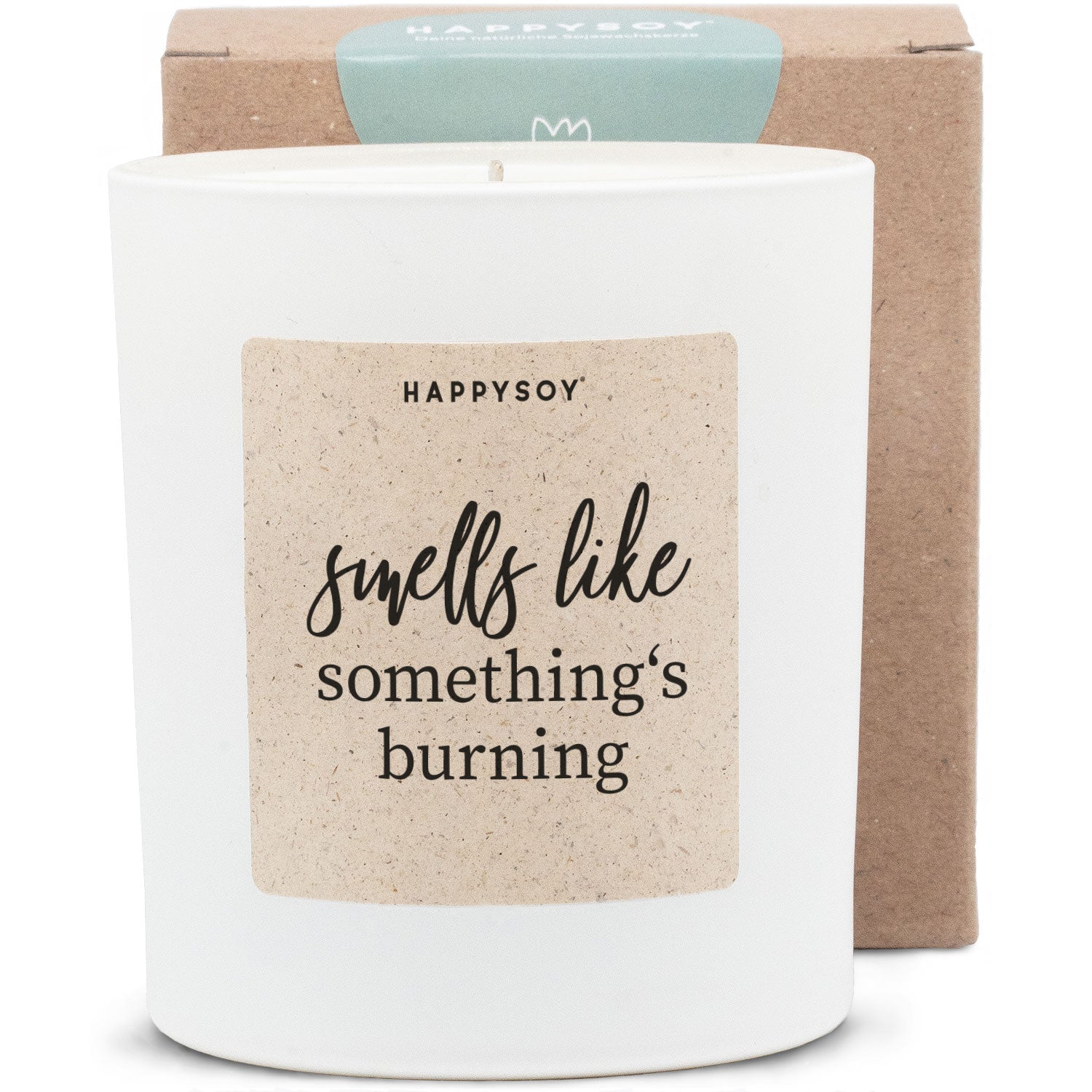 Duftkerze weiß - Smells like something's burning (hope it's not dinner) - Happysoy®