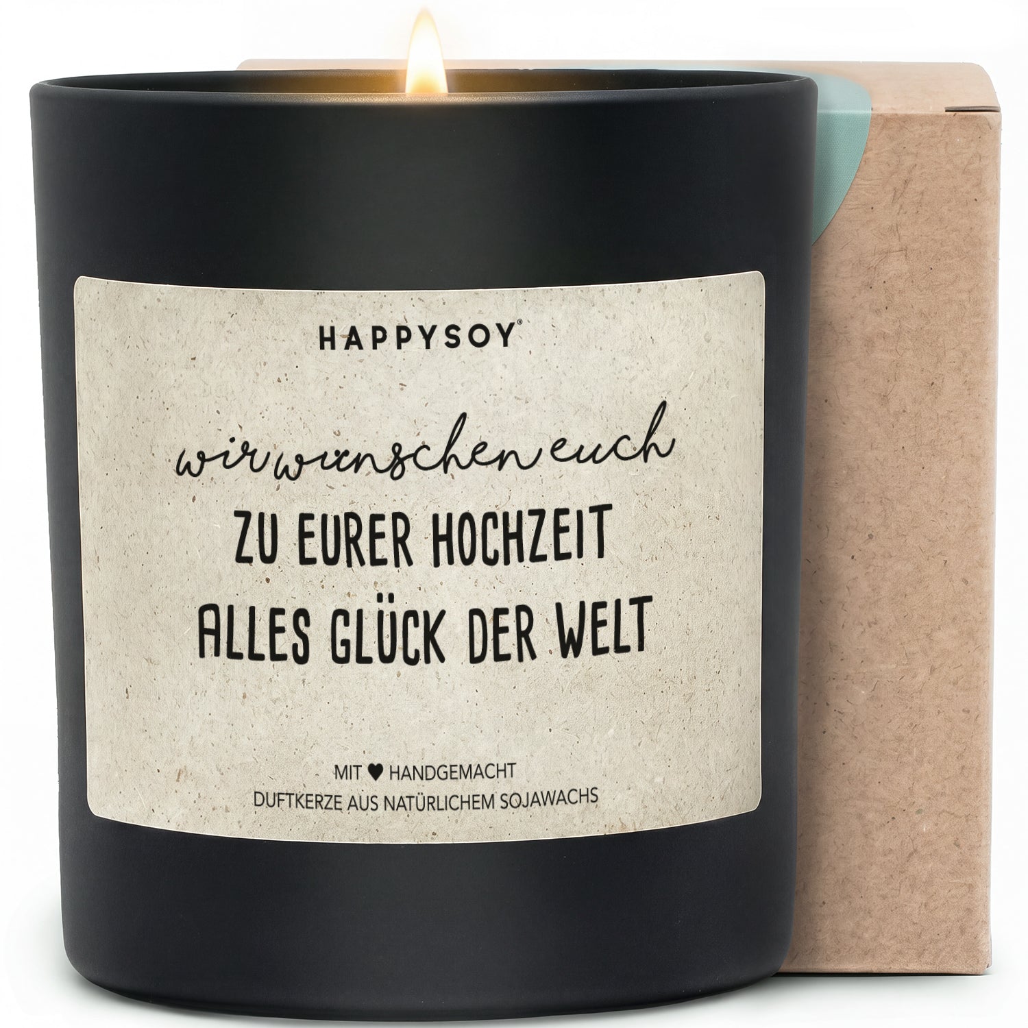 Duftkerze - Wir wünschen euch zu eurer Hochzeit alles Glück der Welt - Happysoy®