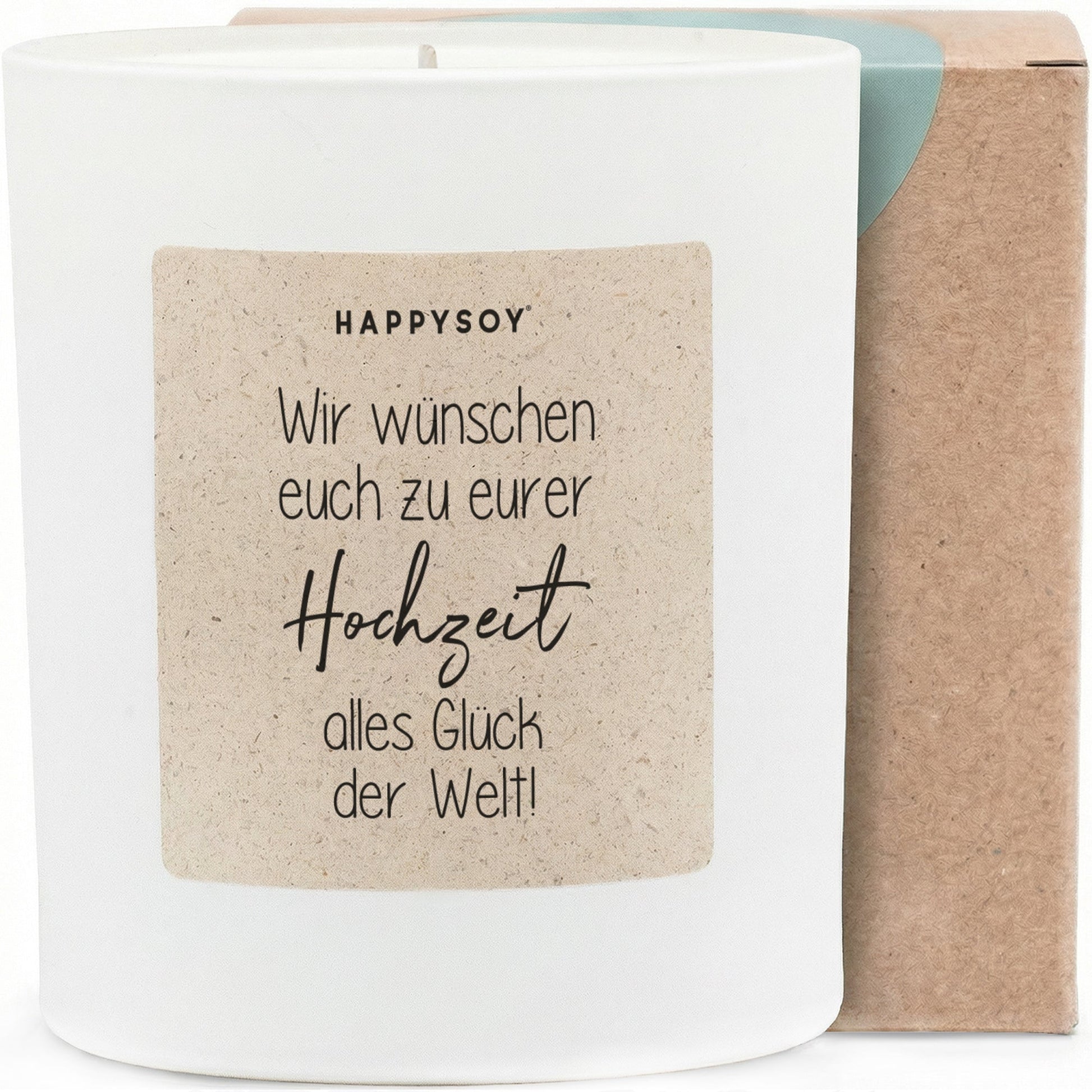 Duftkerze - Wir wünschen euch zu eurer Hochzeit alles Glück der Welt! - Happysoy®