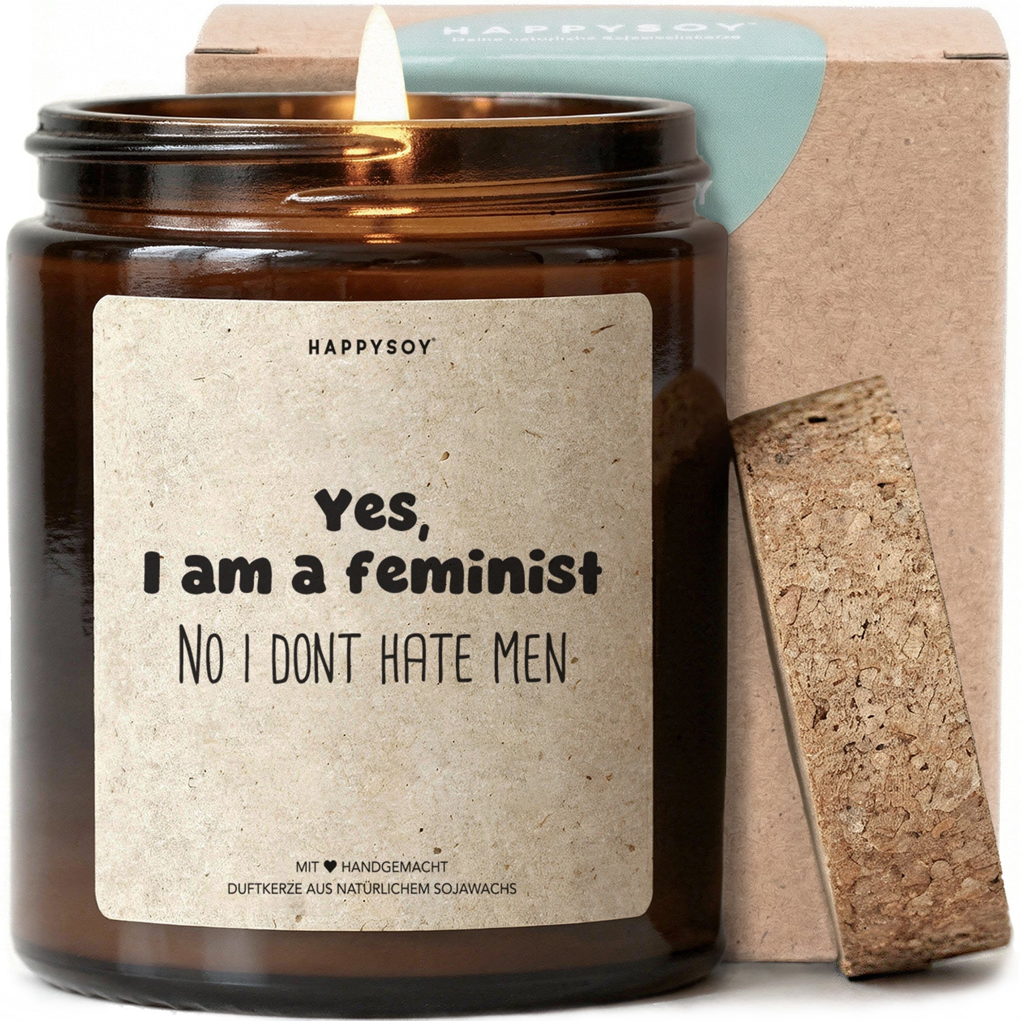 Duftkerze - Yes, I am a feminist - No I dont hate men - Happysoy®