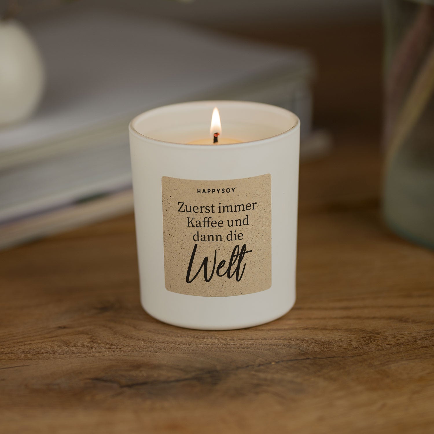 Duftkerze - zuerst immer kaffee und dann die welt - Happysoy®