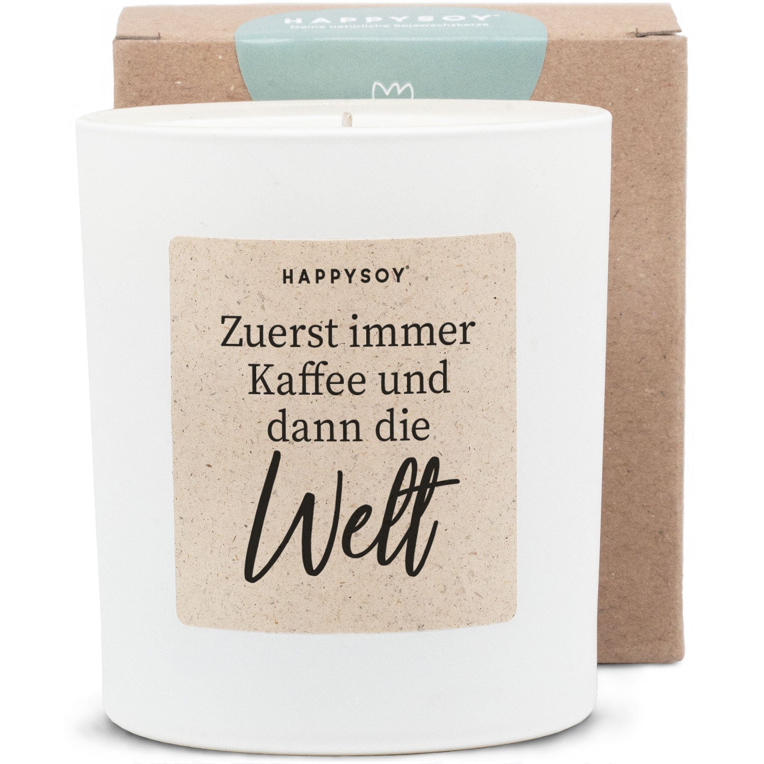 Duftkerze - zuerst immer kaffee und dann die welt - Happysoy®
