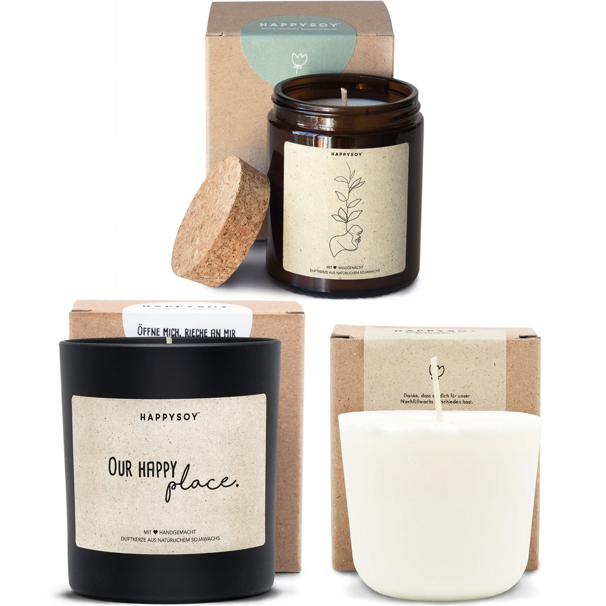 Duftkerzen - Geschenkset Einzugs - Bundle 02 inkl Refill - Happysoy®