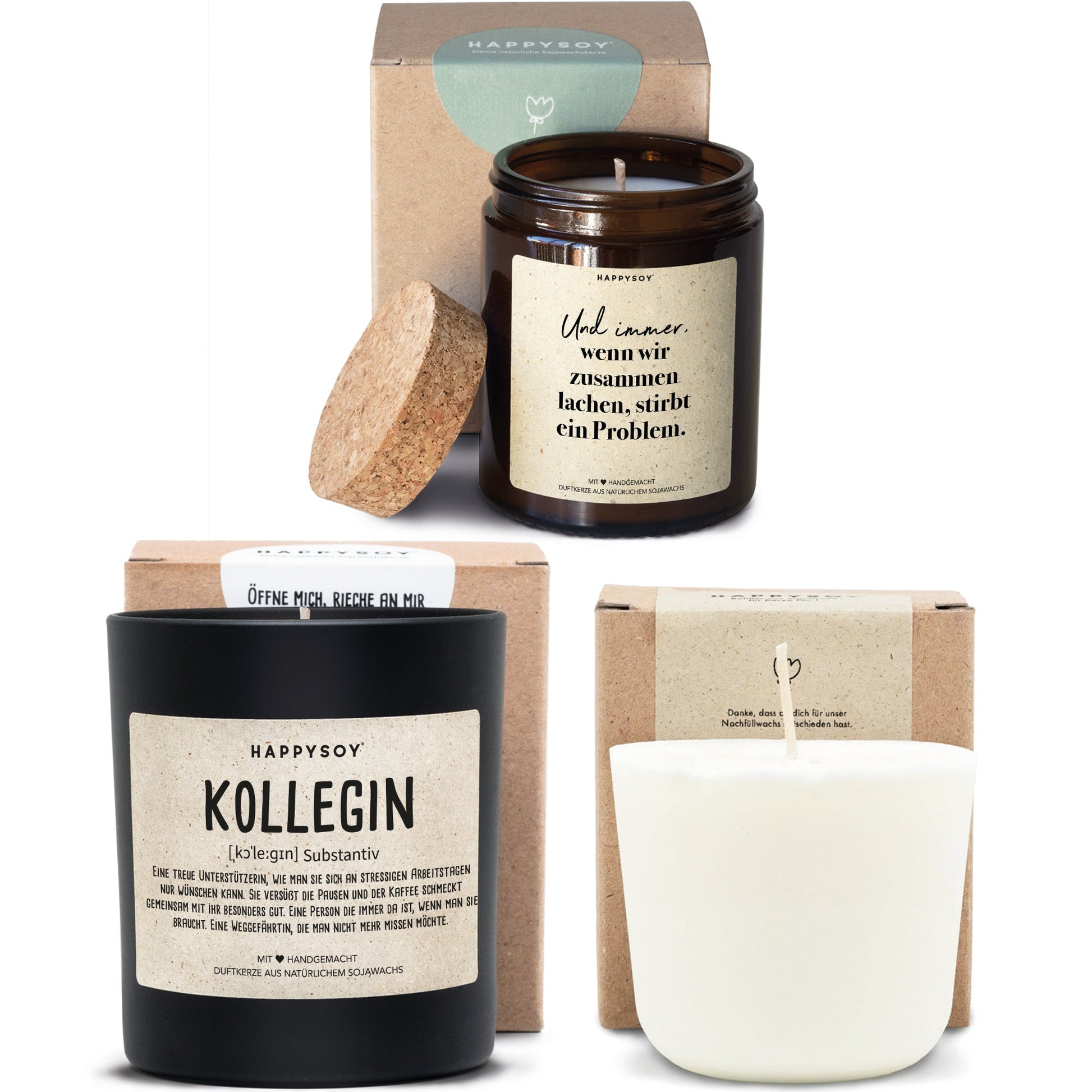 Duftkerzen - Geschenkset Kolleg:innen - Bundle 01 inkl Refill - Happysoy®