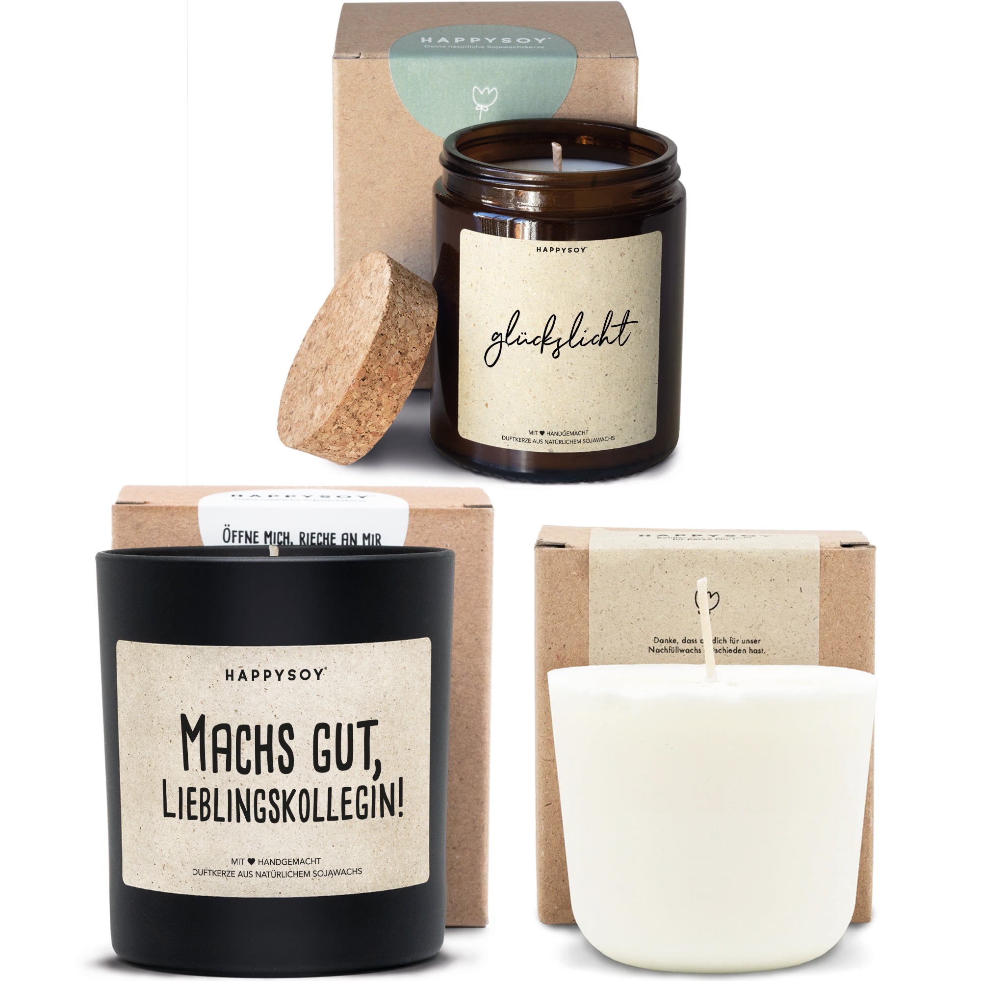 Duftkerzen - Geschenkset Kolleg:innen - Bundle 03 inkl Refill - Happysoy®