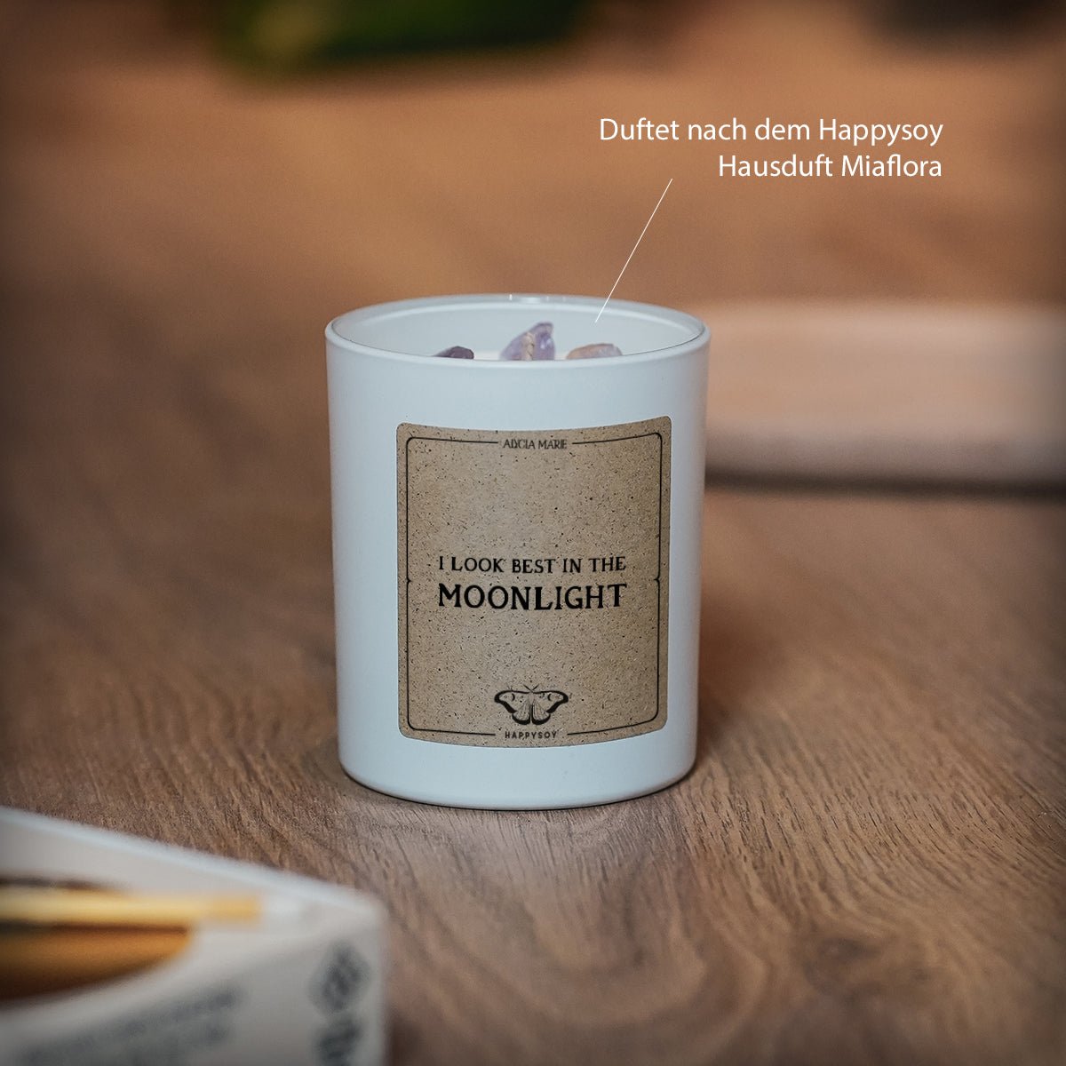 Moonlight - Duftkerze mit Amethyst und Rosenblättern - Alycia Marie x Happysoy - Happysoy®