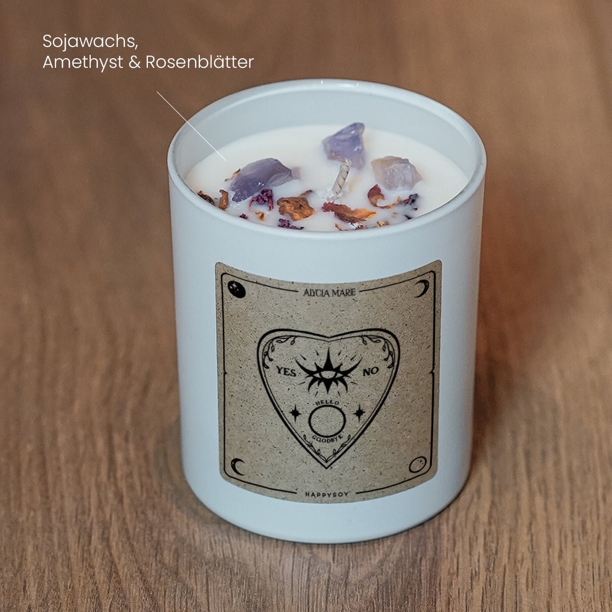 Séance - Duftkerze mit Amethyst und Rosenblättern - Alycia Marie x Happysoy - Happysoy®