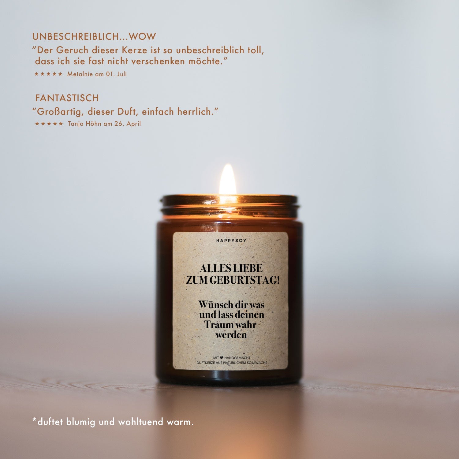 Duftkerze - Alles Liebe zum Geburtstag! Wünsch dir was und lass deinen Traum wahr werden. 2 - Happysoy®