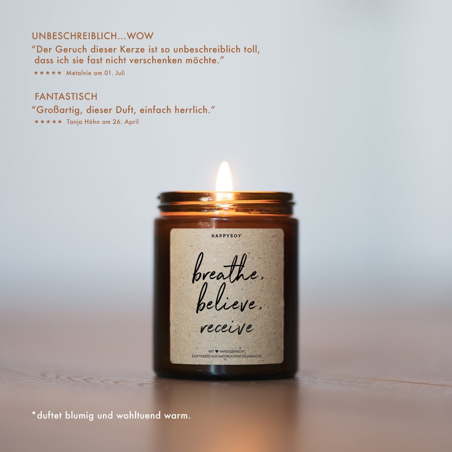 Duftkerze - Breathe, Believe, Receive - Happysoy®