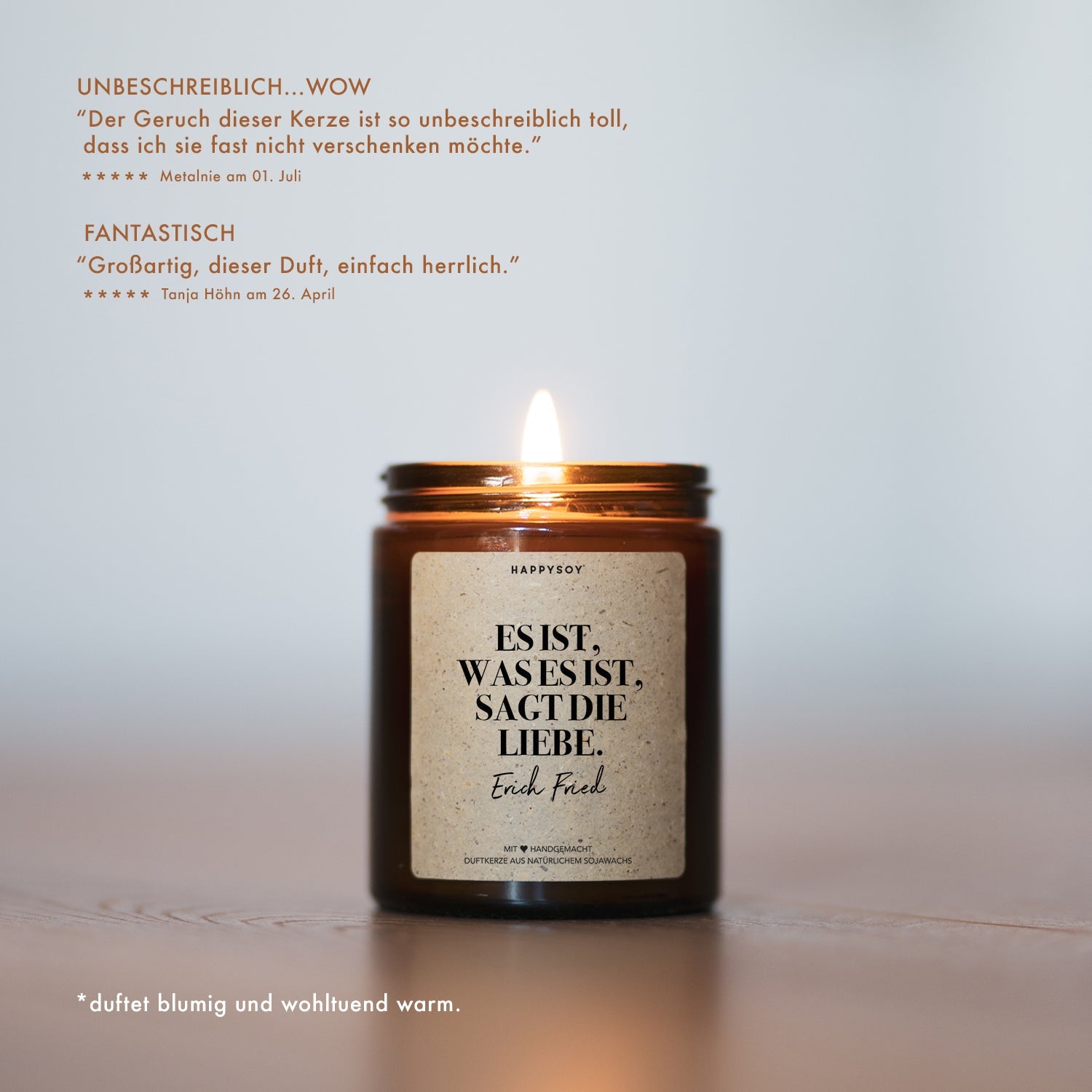 Duftkerze - Es ist, was es ist, sagt die Liebe (Erich Fried) - Happysoy®