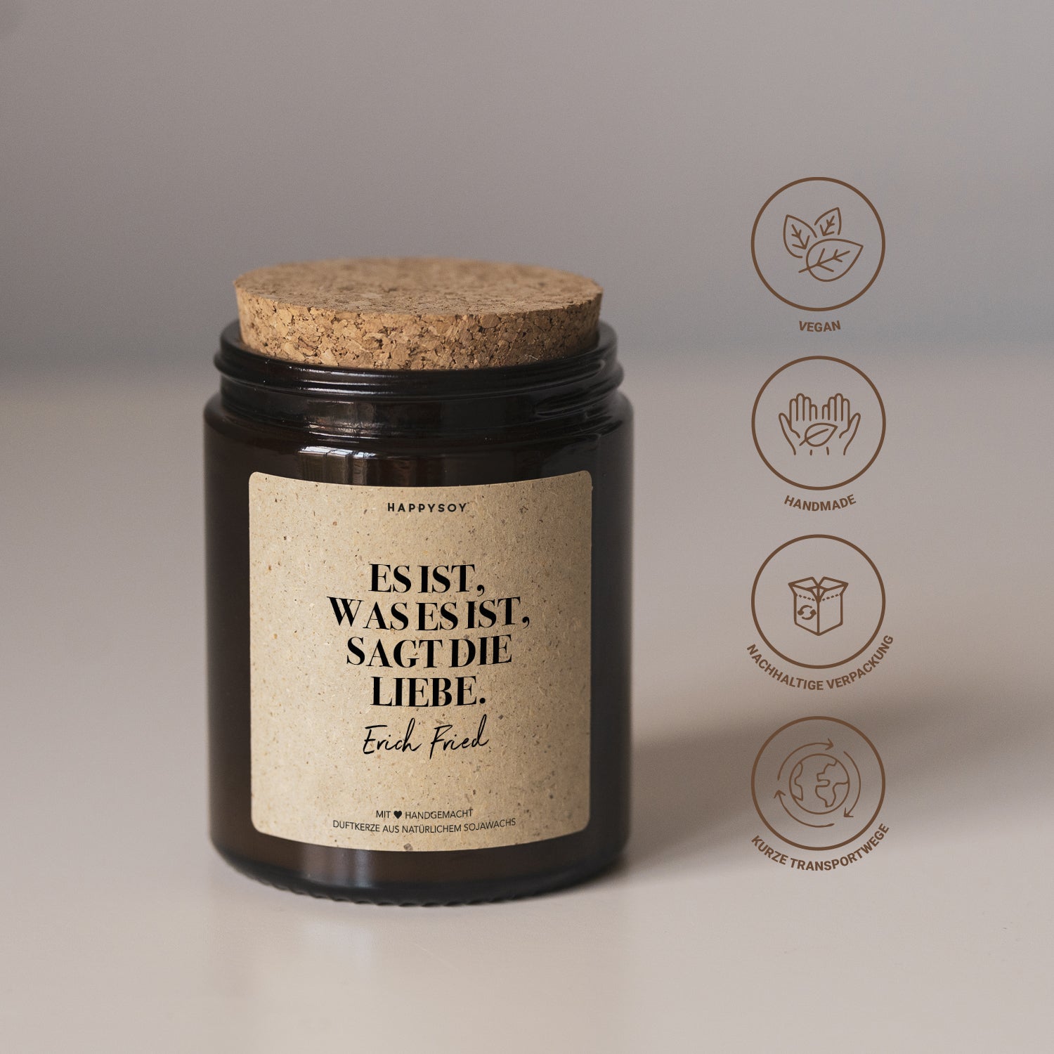 Duftkerze - Es ist, was es ist, sagt die Liebe (Erich Fried) - Happysoy®