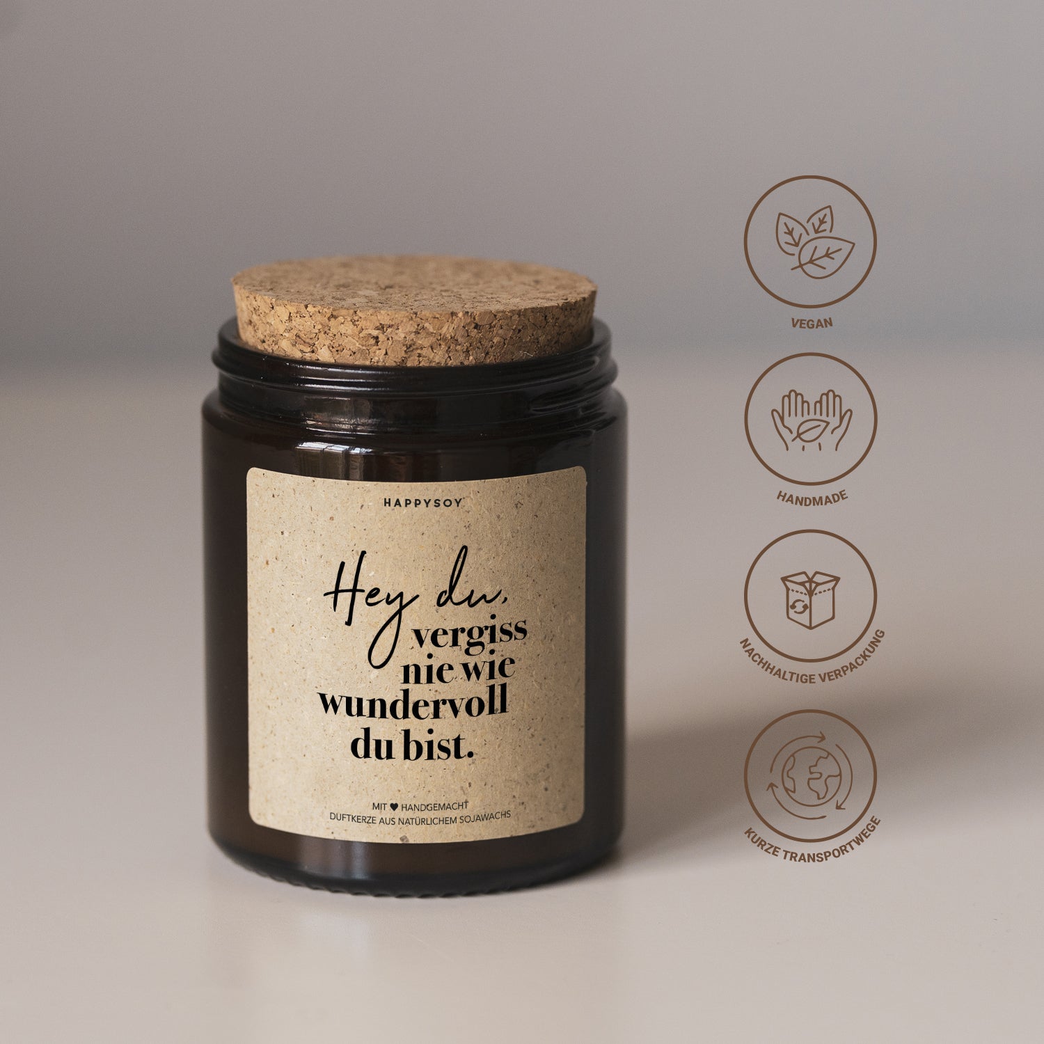 Duftkerze - Hey Du, vergiss nie wie wundervoll du bist. - Happysoy®