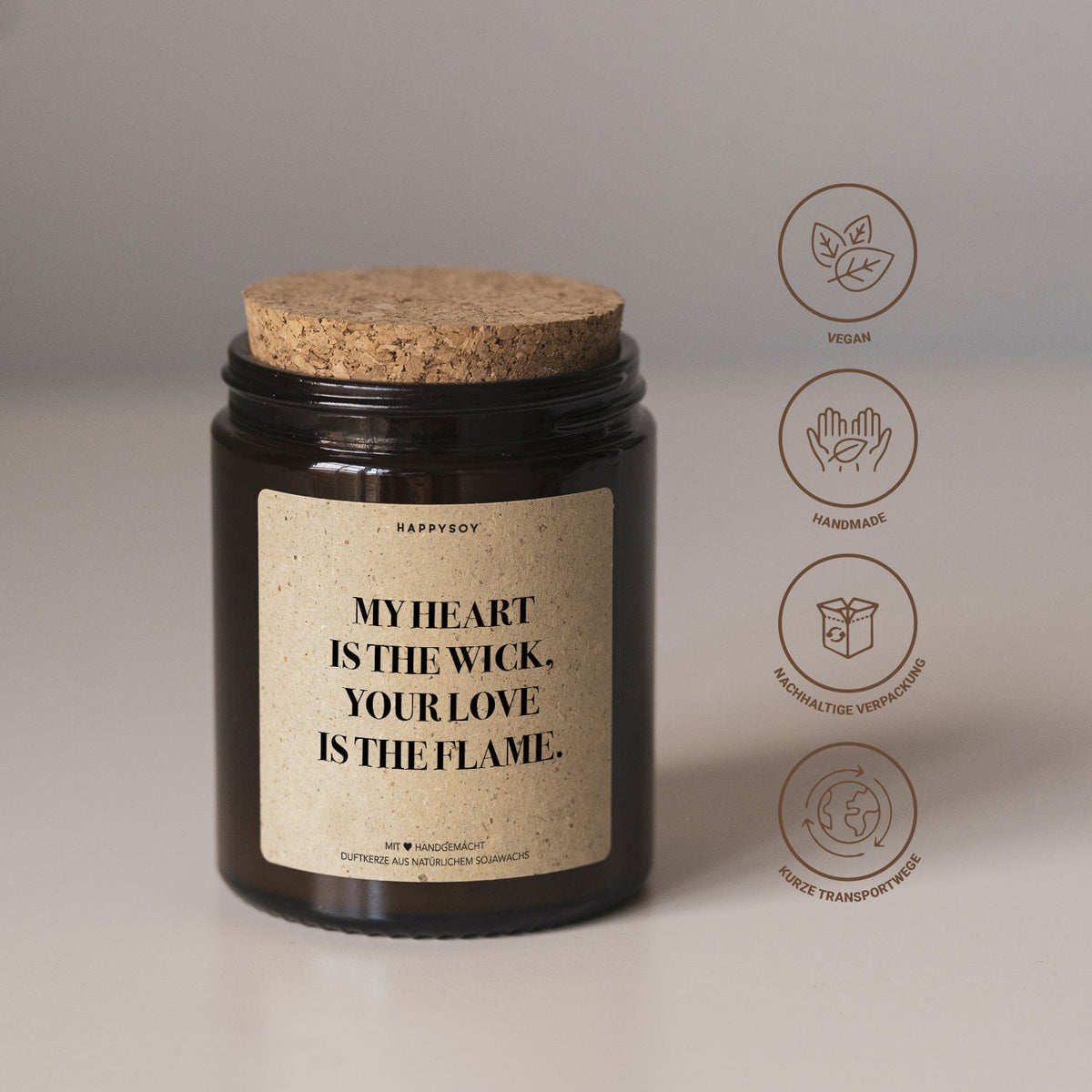 Duftkerze - My heart is the wick, your love is the flame. - Happysoy®