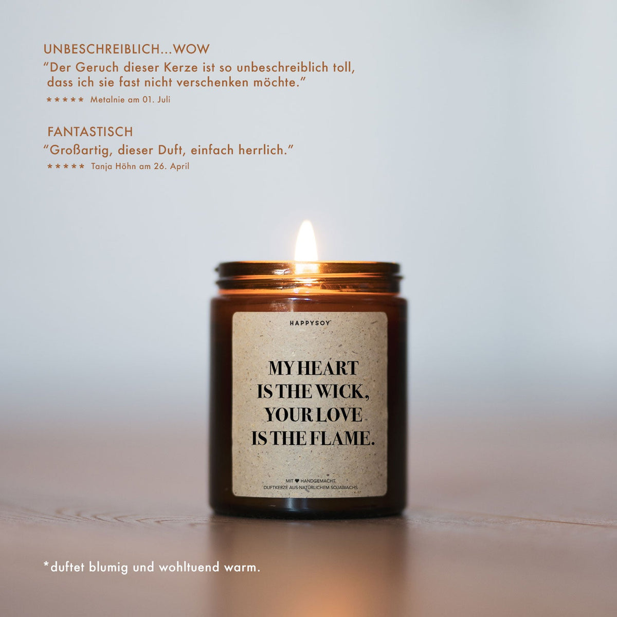 Duftkerze - My heart is the wick, your love is the flame. - Happysoy®