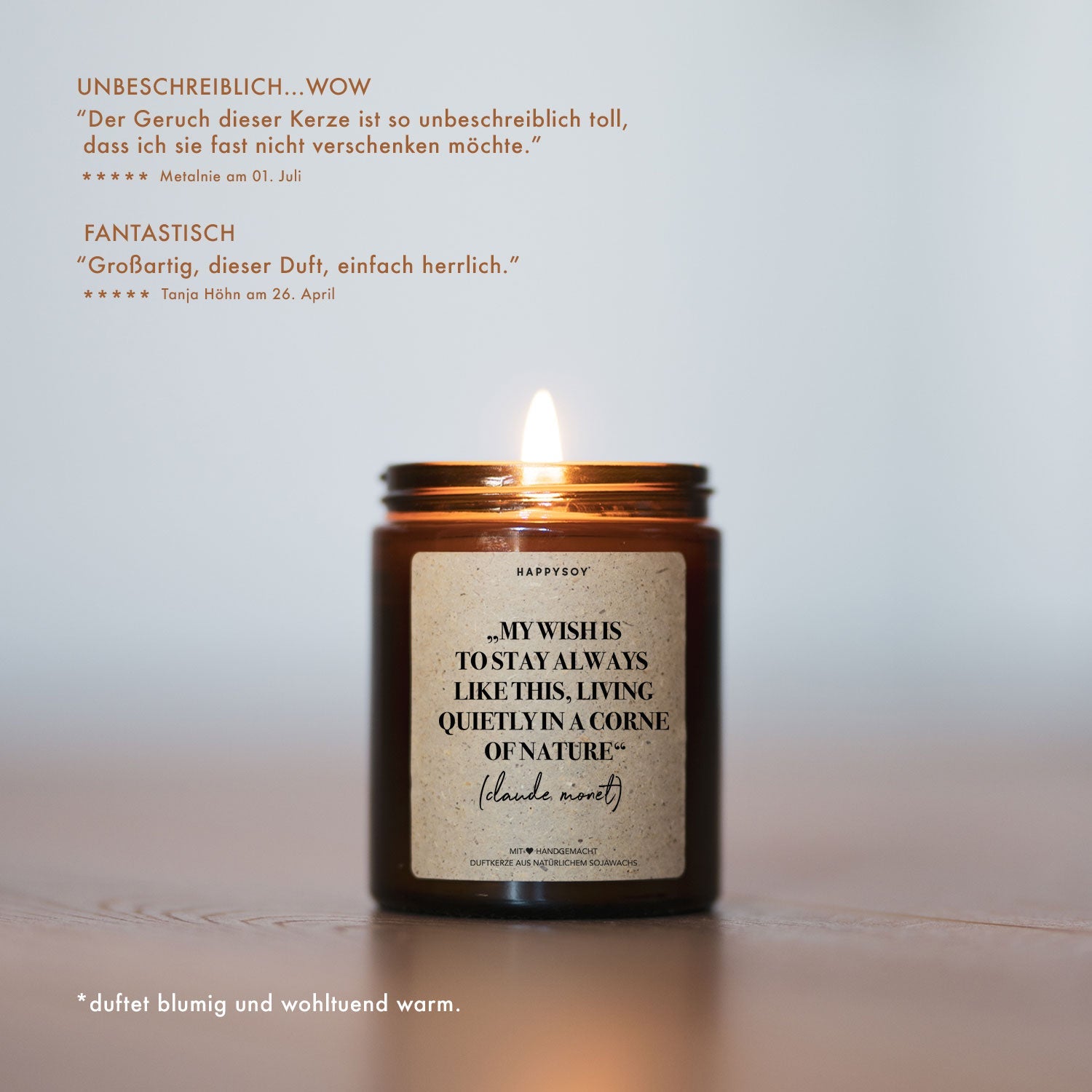Duftkerze - My wish is to stay always like this, living quietly in a corner of nature (claude monet) - Happysoy®